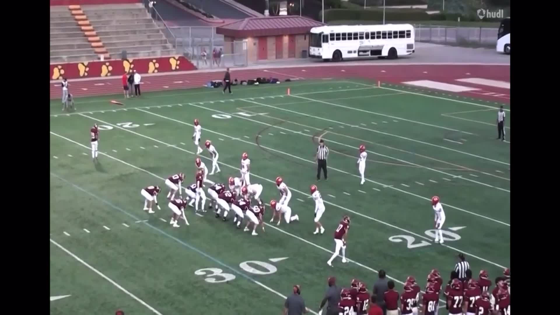 Jonah Bangert # 20 - Tackle against Monte Vista opponent