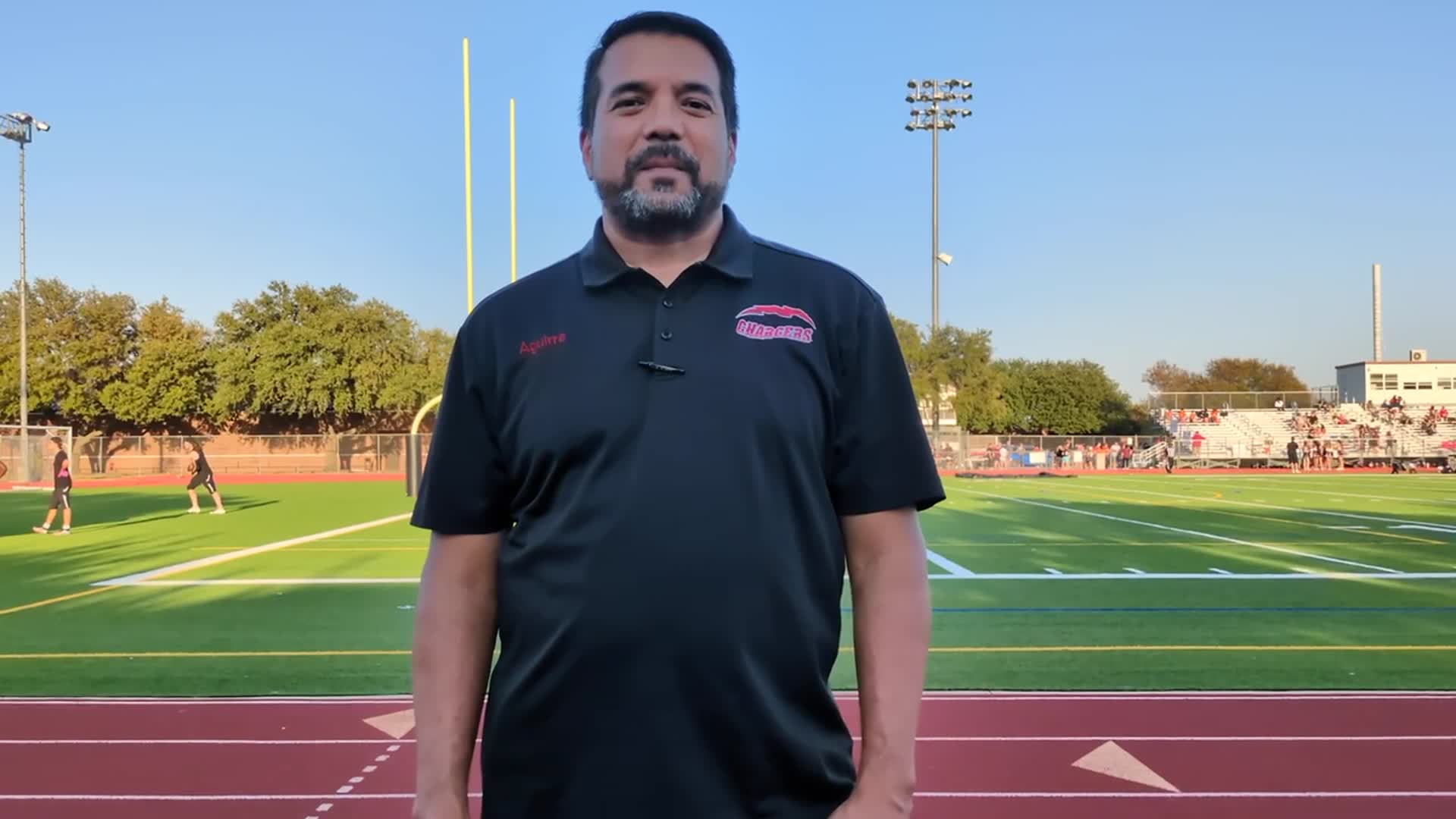 Coach Aguirre's pregame interview versus Irving Faustina