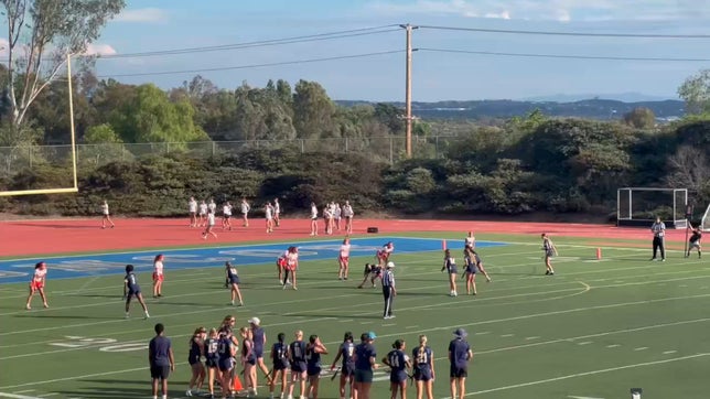 QB Katelyn Maley #24 on one of two extra point conversions caught by WR Avery Gaeir #19 during the matchup against Mt Carmel High School in the 20-7 victory for the Nighthawks.