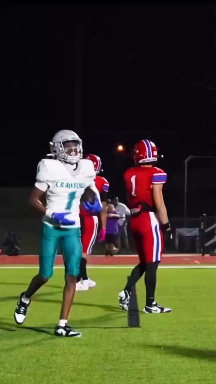 Crawford Chargers Benji connects Justin for 6, in a blowout win against Brazosport.