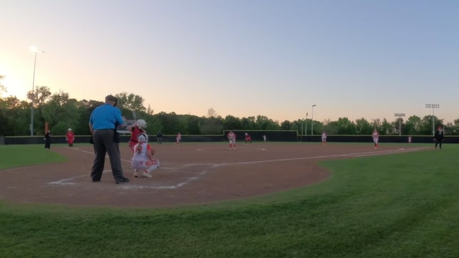 Alexandra drives a ball to the fence in RCF for a 2 run double off Brook Hill ace Karmen Miller