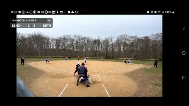 Addrienne Secor scores on a heads up play in the 6th inning of the RS at NE softball game.