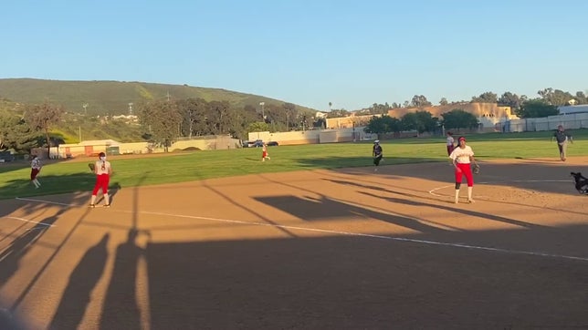April 21, 2023 - Runner on one (Gracie Camacho), one out, hit to left field.