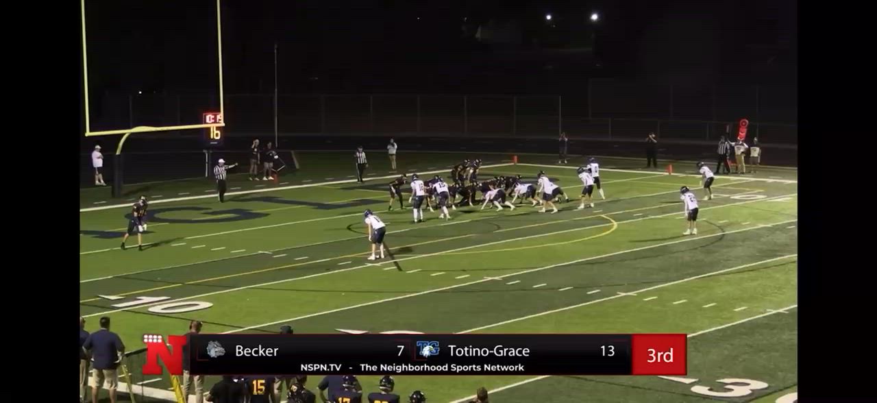 Stopped Becker at the 1 yard line, first play. 99 yards - coast to coast- TD