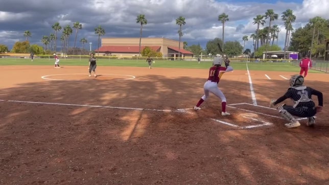 SS #11 De La Cruz  with a solid hit to left field to bring in 2 runs for Colton HS