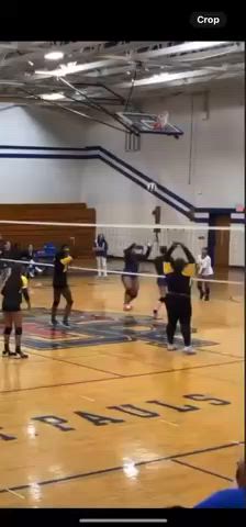 Freshman coming through, the block then spike combo