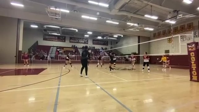 Aubrey Duran with a kill vs. Colton assisted by Denia Yarber