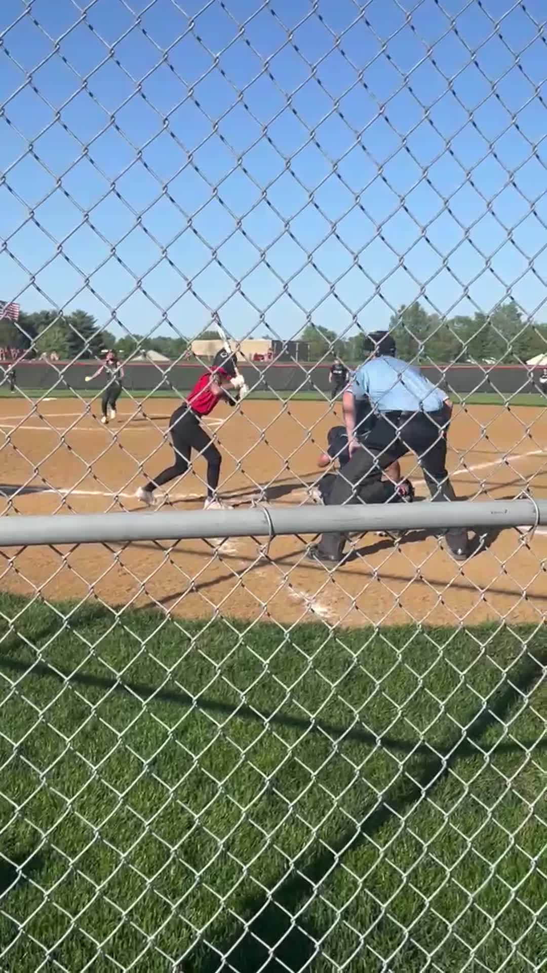 One of 3 hits during the game. Bluffton won 15-5.