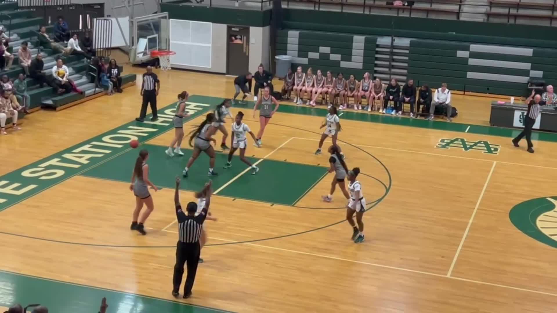 3 point basket from Brianna Walker, the assist goes to Charity Relliford.