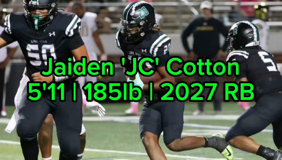 GAME 5 - Jaiden 'JC' Cotton - C/O 27' RB (Mansfield Lake Ridge 44 - 21 Homecoming & District Victory over Mansfield HS)