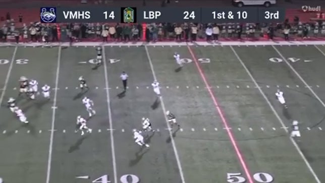 CIF-SS Div II playoff game int returned for touchdown versus Long Beach Poly