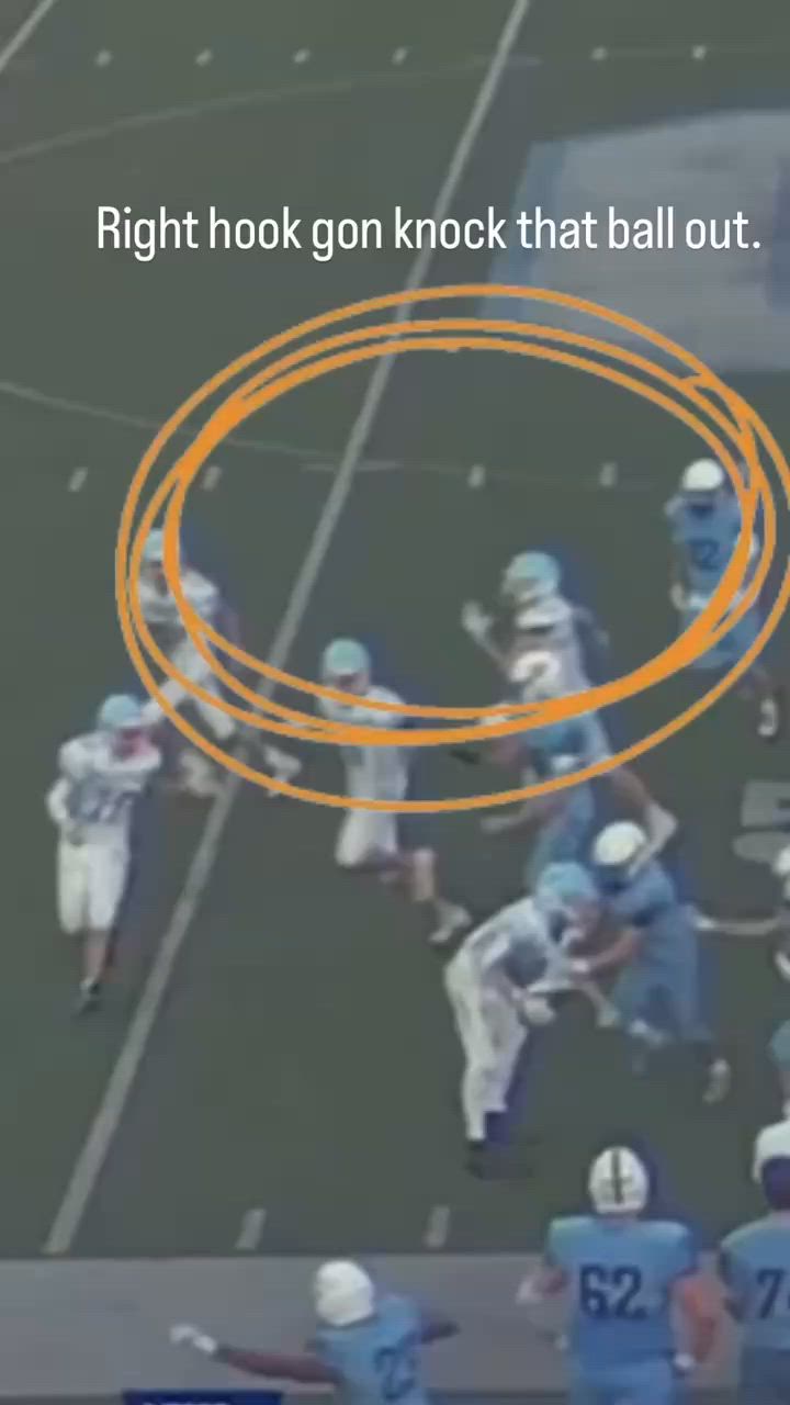 Christian Gomez punches the ball out for a force fumble