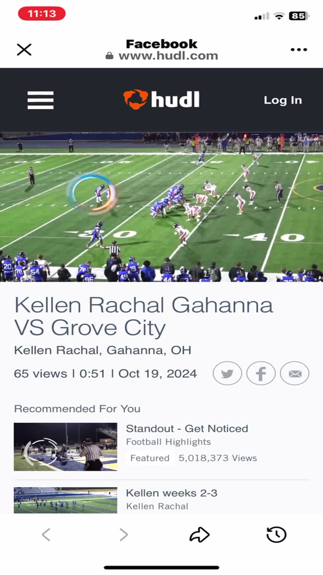 Kellen runs for over 100yds 1st time in sophomore year.
