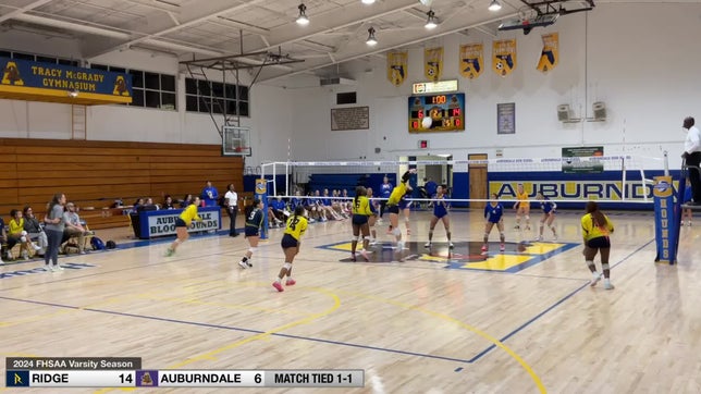 J. Rodrigues gets serve receive to setter S. Fetzer. Fetzer sets the right side, T. Slaughter who puts down a strong hit. Libero B. Garcia gets under the ball for a dig.