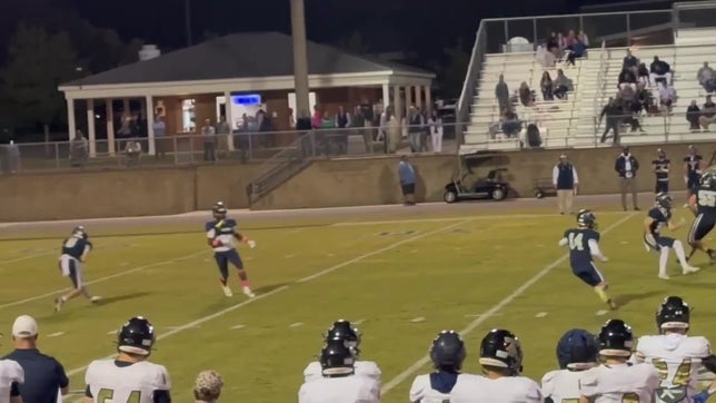 Sam Faircloth (#7) tackles Brookwood kick returner (#8) in the 2024 matchup between the Tiftarea Academy Panthers and the Brookwood Academy Knights in Thomasville, GA - 10/18/2024.