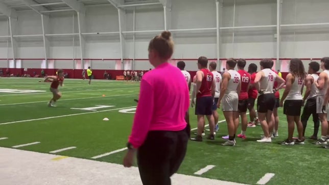 Dontel McNeil impresses while Coach Matt Rhule looks on.