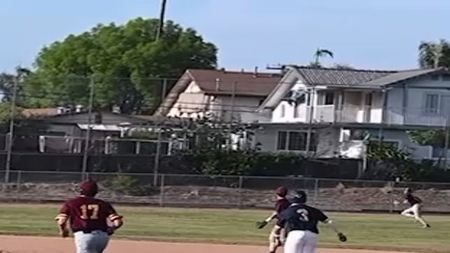 #23 with the game saving catch in CF in the bottom of the 8th inning  with runners on 1st  and 2nd against Rowland