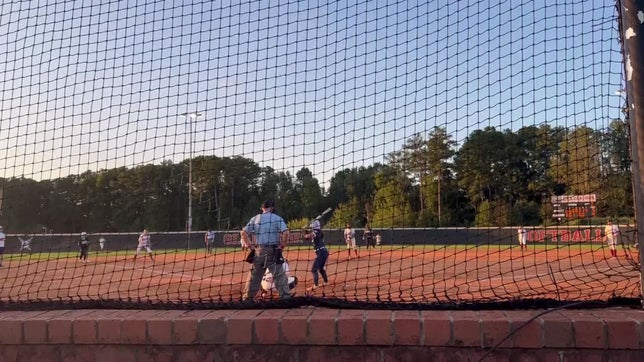 Single with 2 RBI's in the top of the 7th with 2 outs and a tie game.