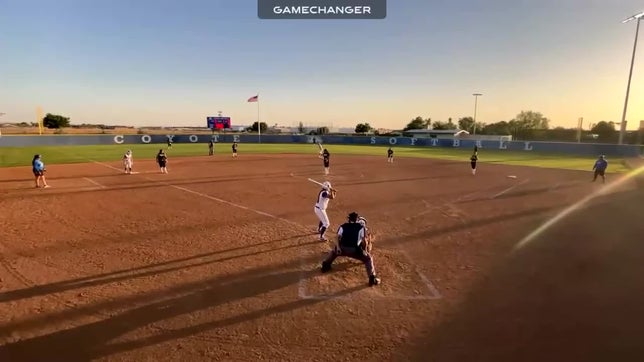 Emily Erwin with a power shot to get on base !!