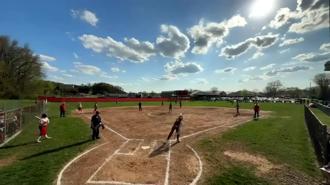 Ally drives in 2 runs for a 2-0 lead, scores on the next hit, with eventual 4-0 win.