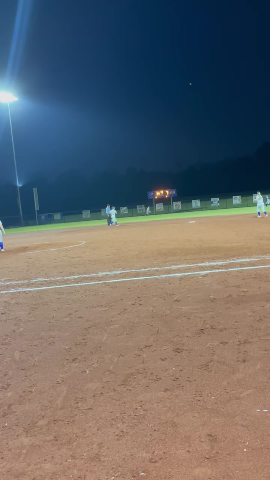 Center field hit to fence