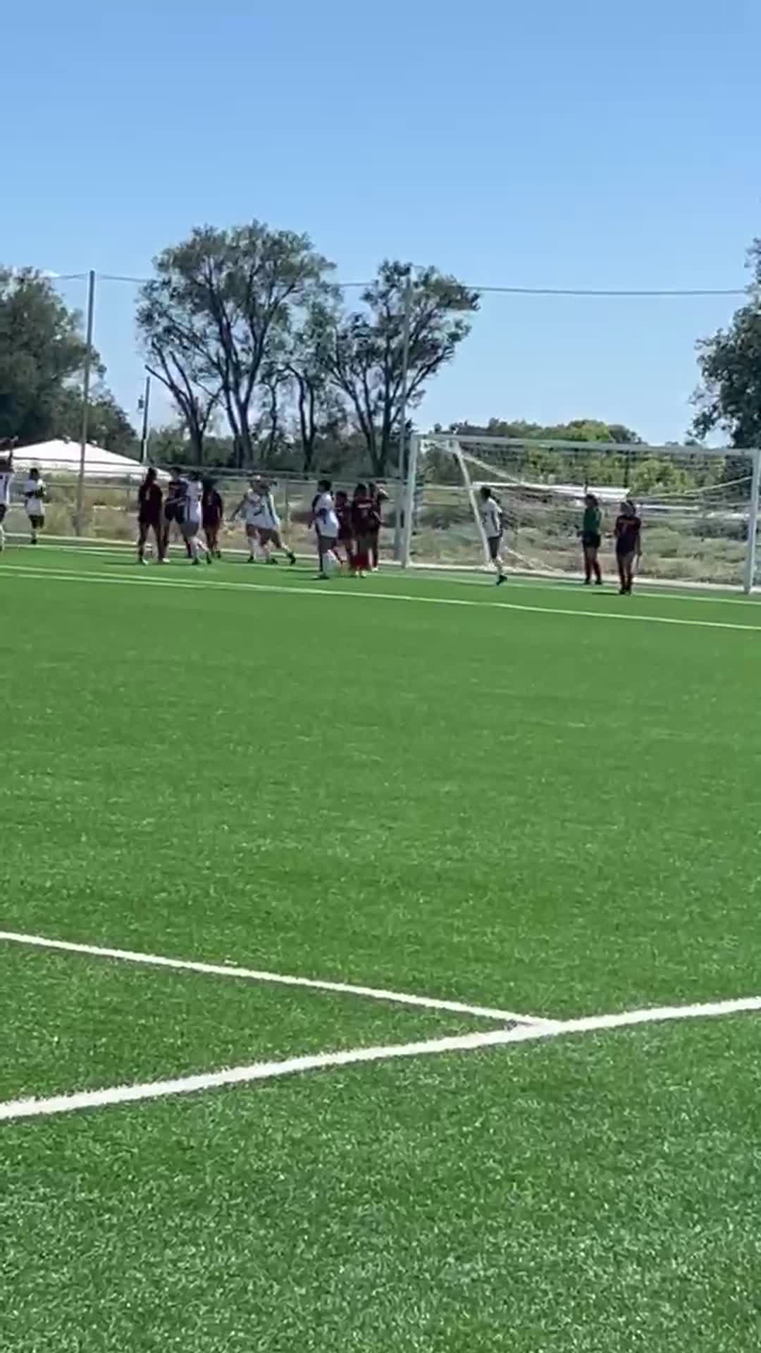 Sophomore Chloe Romero scores a header against shut out .vs Rio Grande.