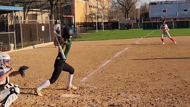 Grace hitting opposite field behind runners - hitter!
