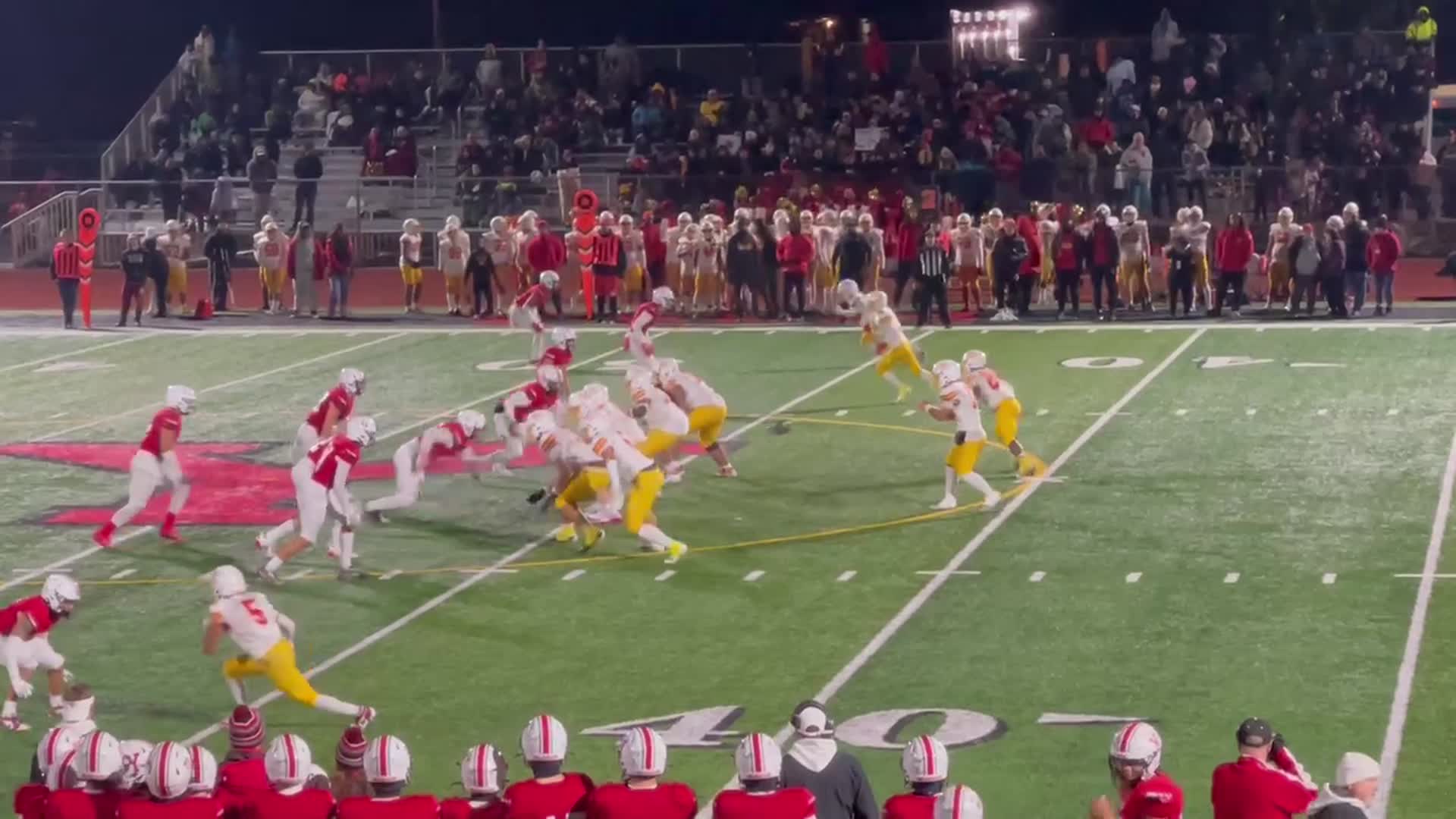 Yelm D #23 Platt and #61 Hauss cause QB intentional grounding loss 27 yds and down in 4th