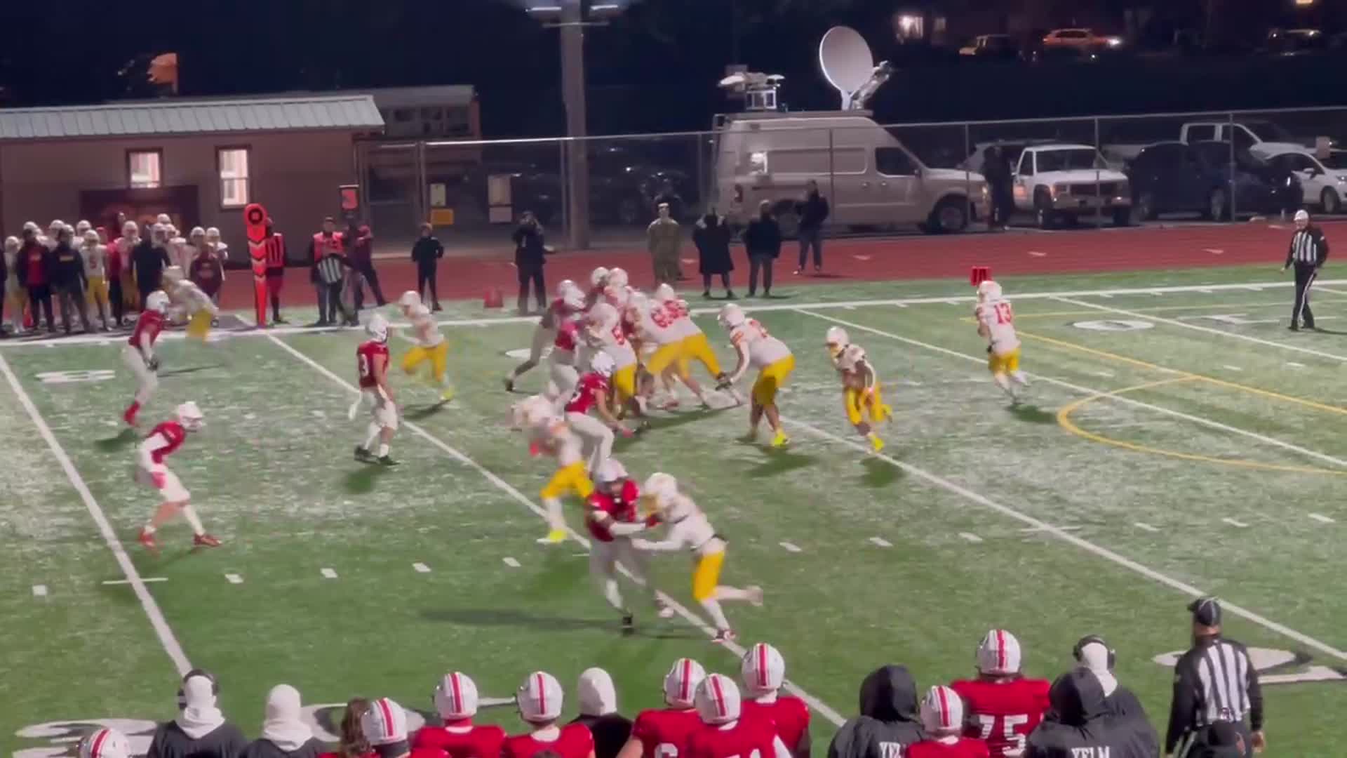 Mt Tahoma #13 Tre Walker to #6 Damarion Sawyer for 54 Yard pass plus a TD saving tackle by #25 Anthony Kiamco