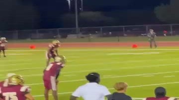 On kickoff Return #21 fill his block amazingly, forcing the opposing player to fly back and land on his back.