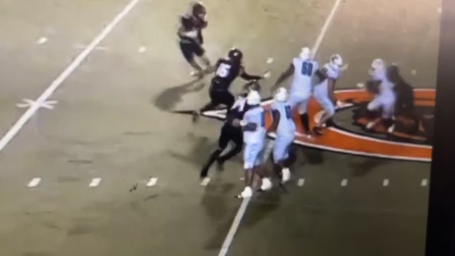 off the double team getting to the back field to make a tackle.