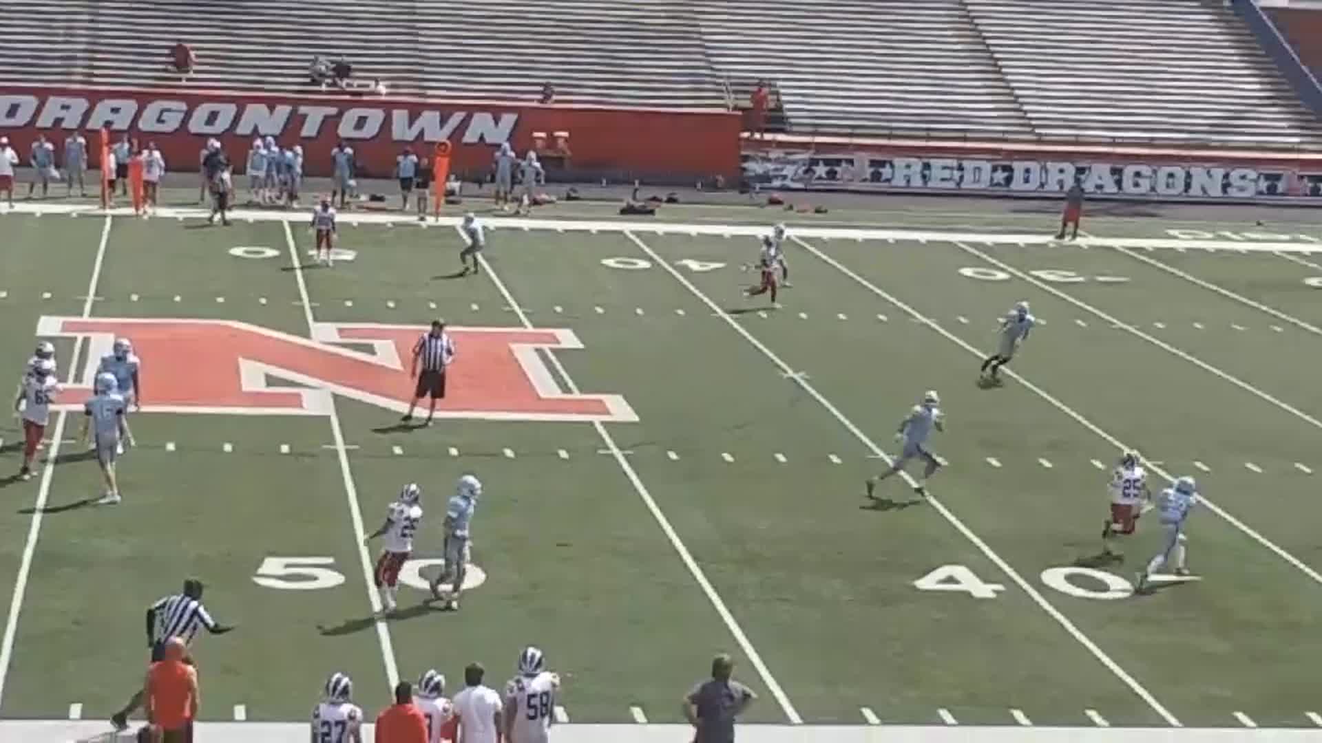 Dom Medicus throws to Vinnie Broll for a big gain