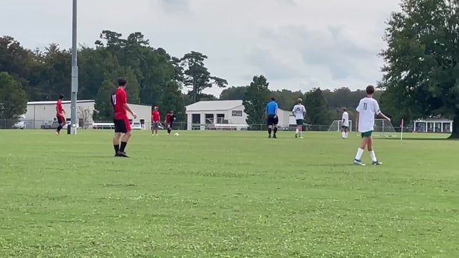 Perfect shot over Goalies head into right side of goal.