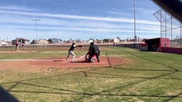 Freshman Cole Reyes with his first varsity hit