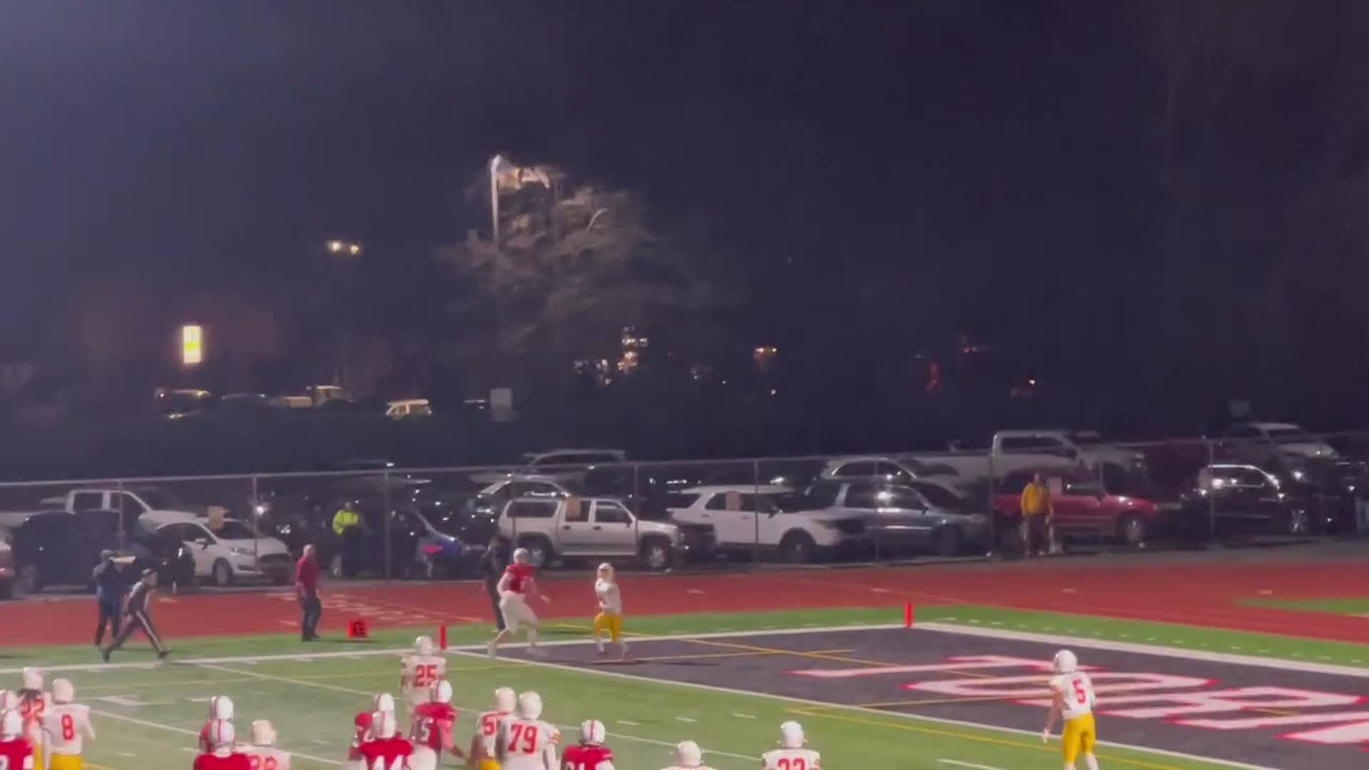 Mt Tahoma #14 Terrance Mackey interception in the Yelm end zone in 2nd quarter