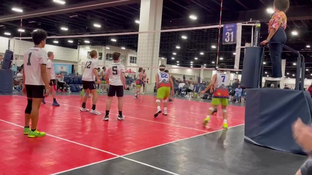 Hit from right side, over the block.