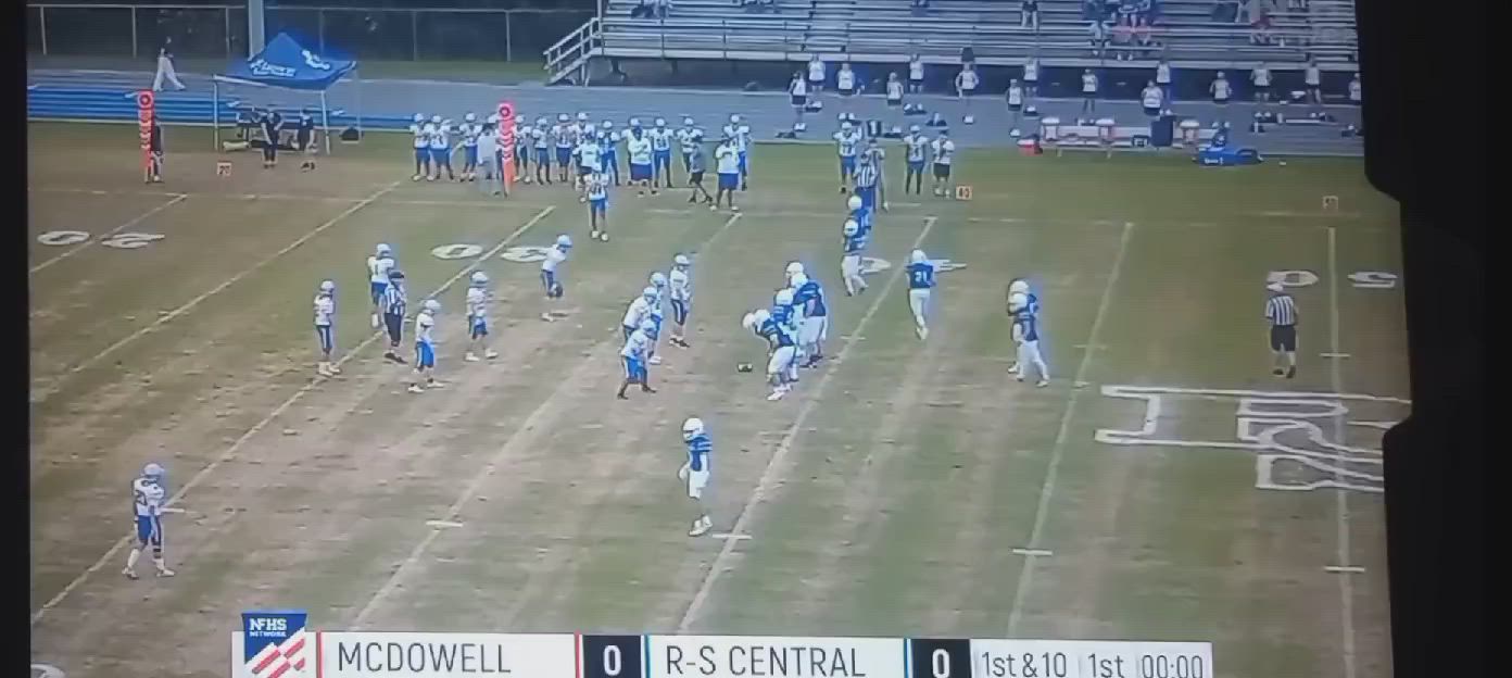 Freshman (SS/ATH) Mason Gardner (#1) makes the open field tackle great read.