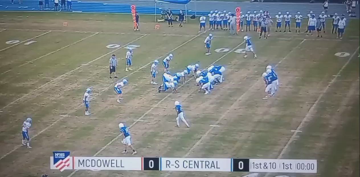 Freshman (SS/ATH) Mason Gardner (#1) makes a great read on the 4th down pass in the flats.