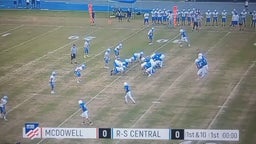 Freshman (SS/ATH) Mason Gardner (#1) makes a great read on the 4th down pass in the flats.