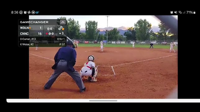Allisyn throws a pitch out to second for an out.