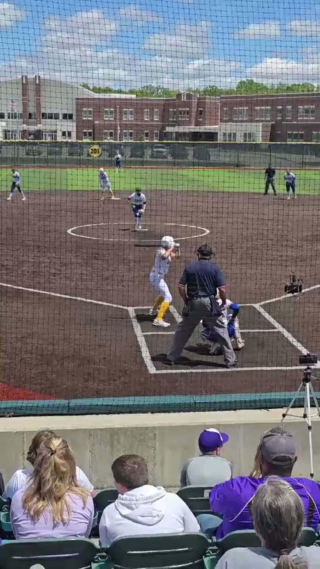 mylie vollmer brings brings in 2 runs against St Mary's Menmorial