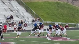 Freshman (WR/ATH) Mason Gardner (#22) grabs the 50 yard Touchdown pass as he balances the sideline great footwork.