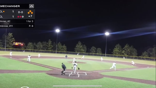 Tied 1-1 in top of the 7th with bases loaded and two outs, drives in the winning runs in a 3-1 final score.