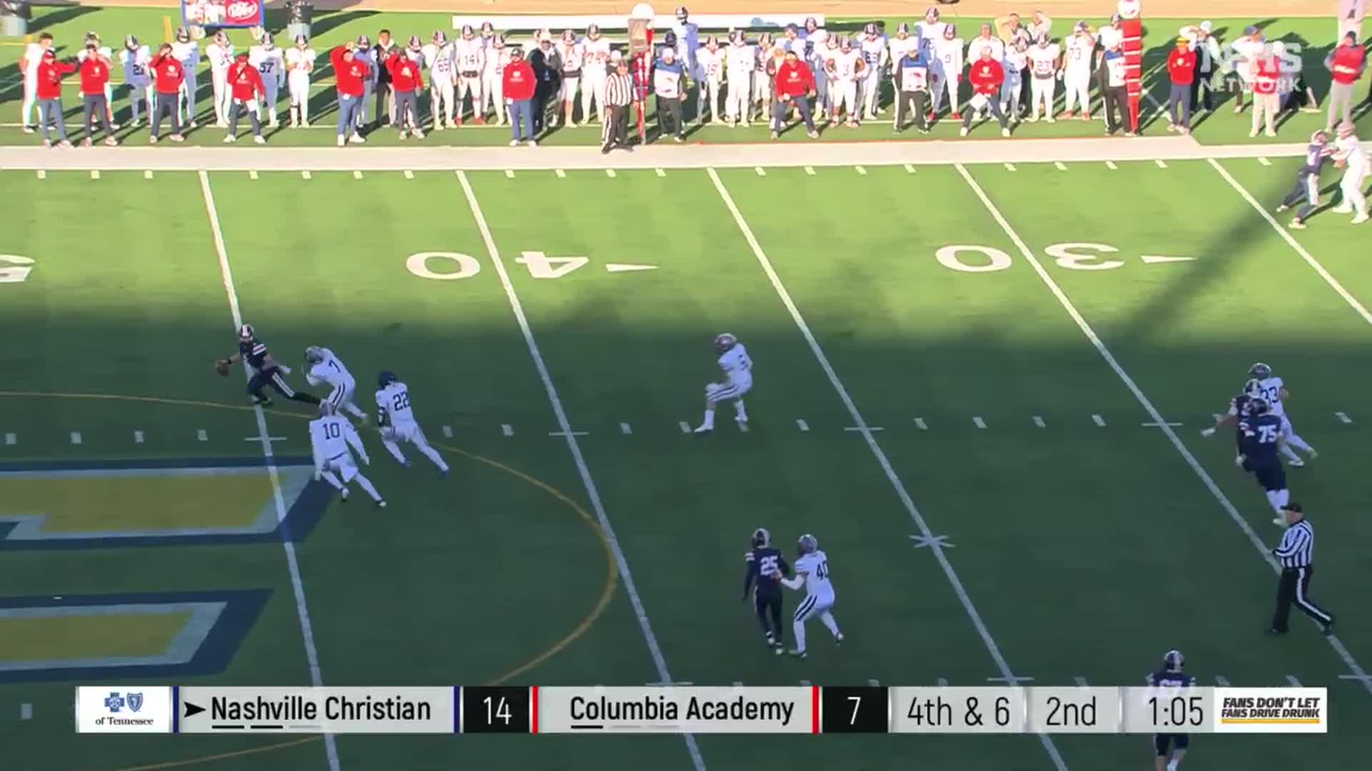 Columbia Academy puts Nashville Christian’s quarterback, Jared Curtis, on the run