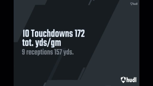 37 carries. 360 Rushing yards. 9.7 yards/carry. 9 receptions. 157 receiving yards. 9 touchdowns|| 172 total yards/game.