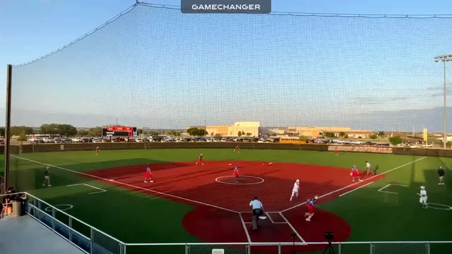 Aliyah Allen (2B) diving play for the out at first