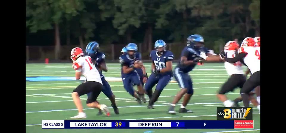 Anthony forcing his way into the end zone against Monacan.