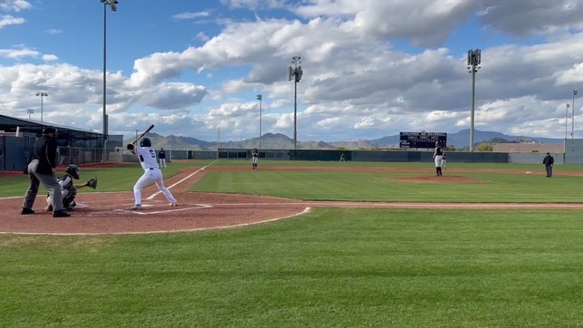 Spencer Catanach #13 throwing to Cam Davidson #2 at second as cactus shadow player try's to steal.