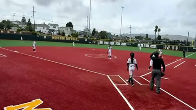 Capuchino's Lola Sierra sends her 1st high school HOME RUN soaring over the right field fence.