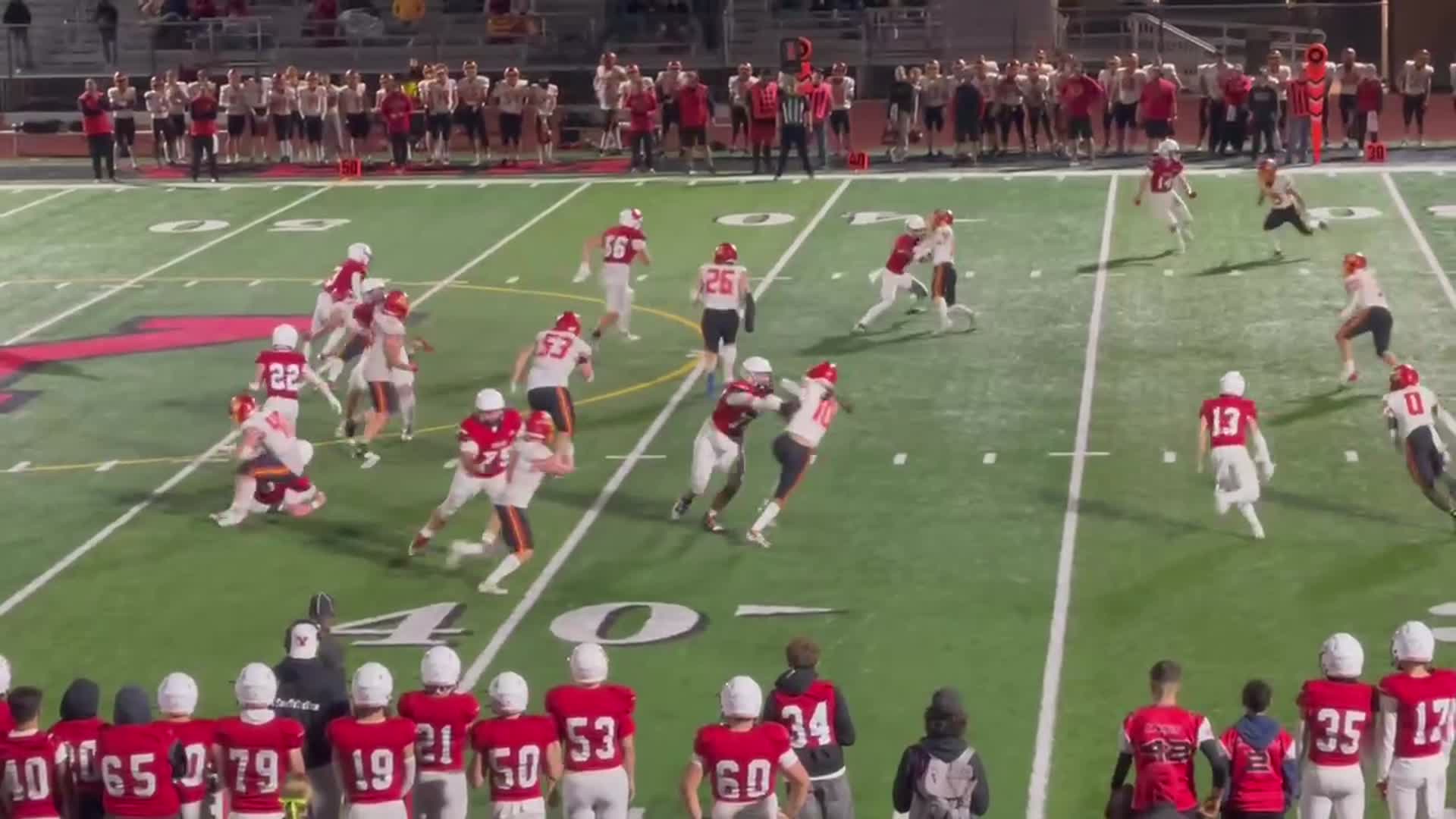 4th quarter YELM #3 Jacob Ford with a big rush behind the block of #66 Chris Hauss